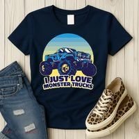 I Just Love Monster Trucks Retro Sunset Women's T-Shirt thumb 3
