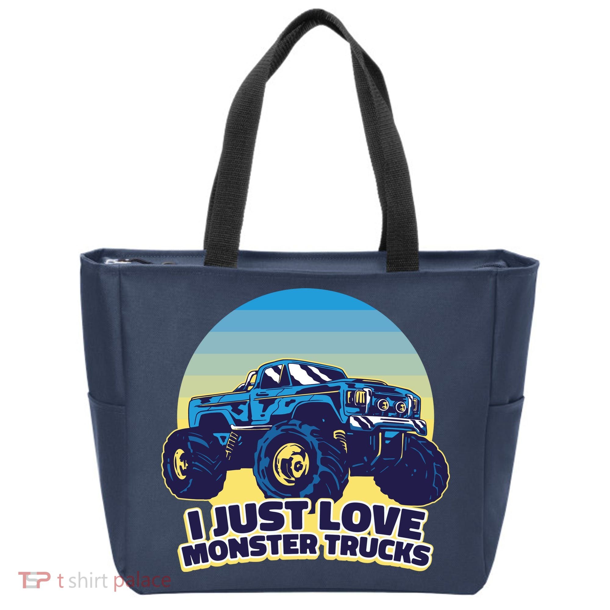 I Just Love Monster Trucks Retro Sunset Tote Bag