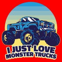 I Just Love Monster Trucks Retro Sunset Santa Hat thumb 1