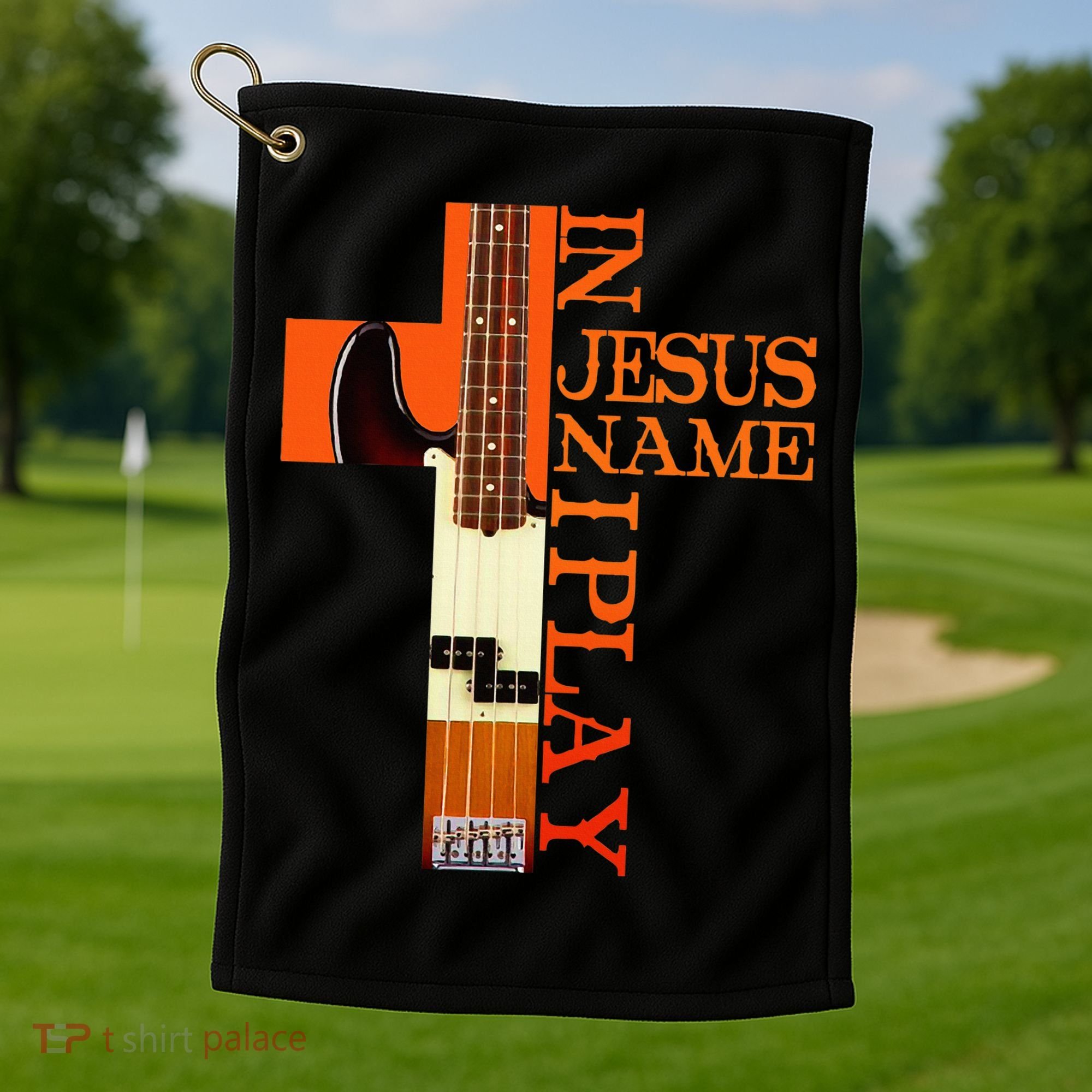 In Jesus Name I Play Bass Golf Towel