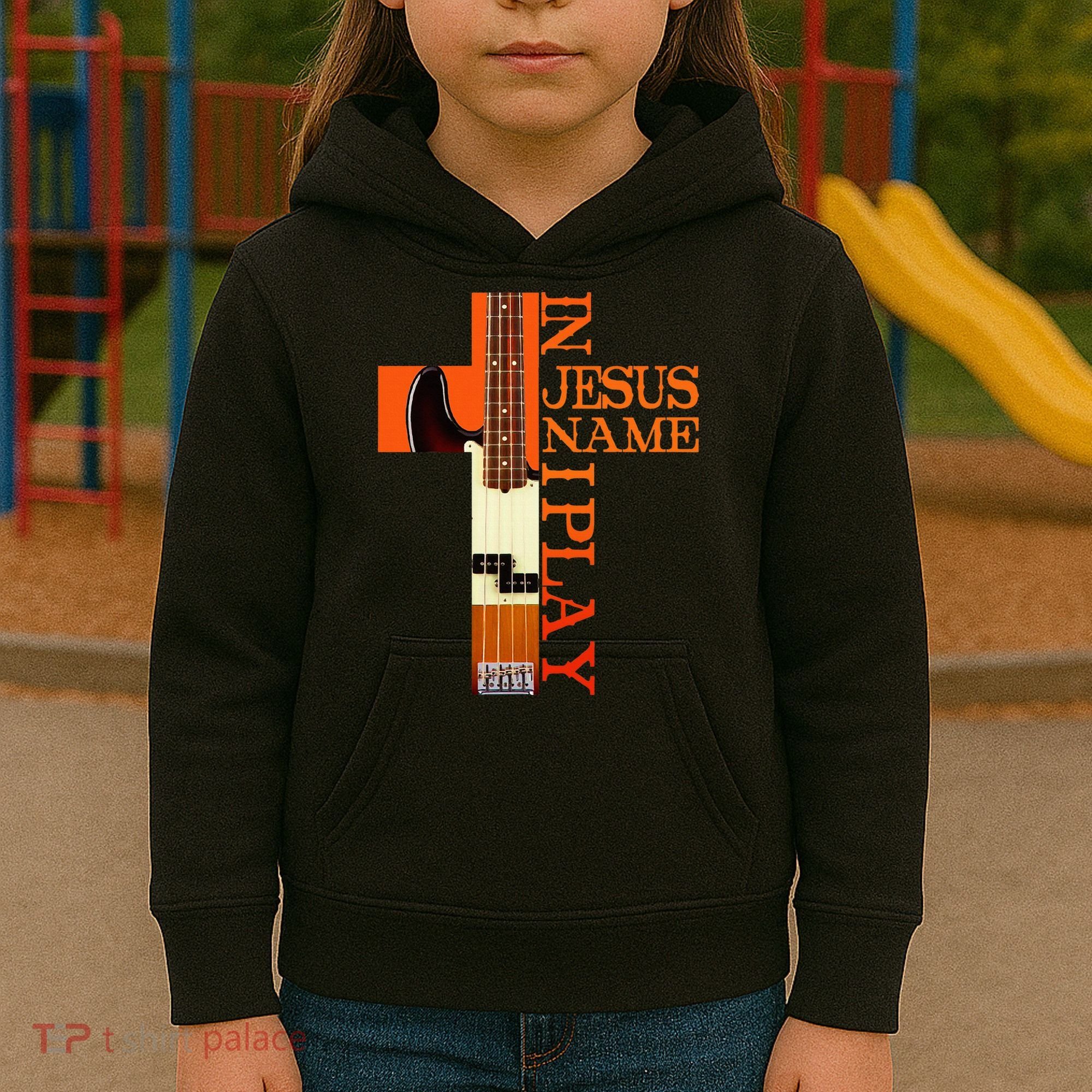 In Jesus Name I Play Bass Kids Hoodie