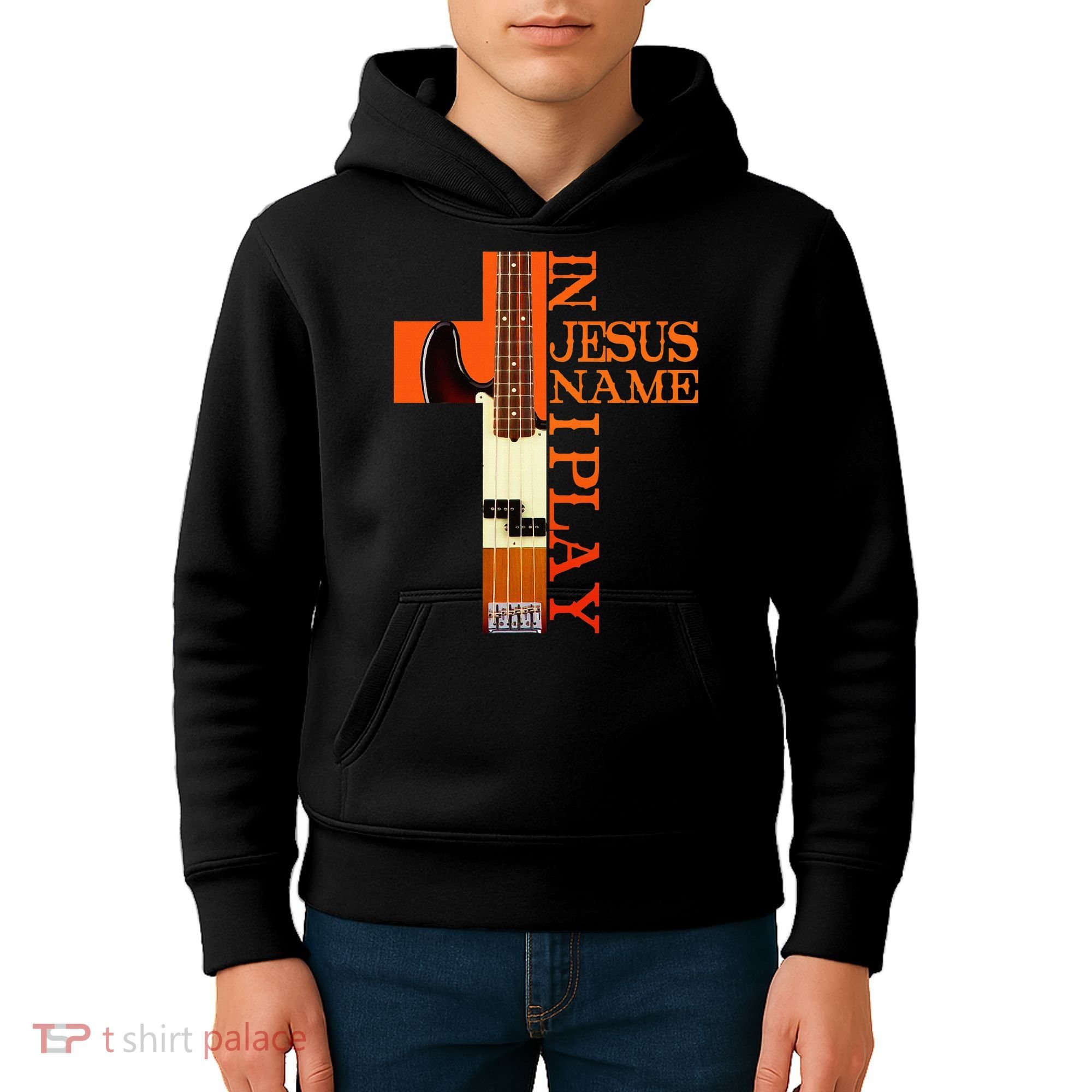In Jesus Name I Play Bass Kids Hoodie