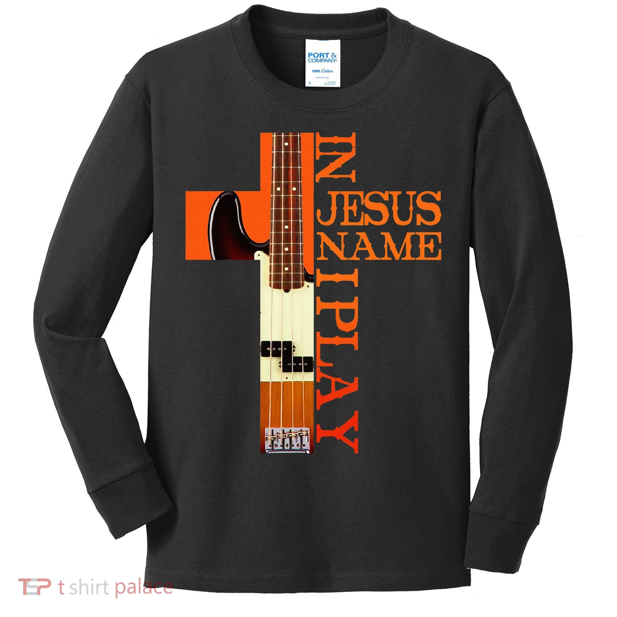 In Jesus Name I Play Bass Kids Long Sleeve Shirt