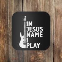 In Jesus Name I Play Guitar Christian Gift Guitar Lover Coaster thumb 0
