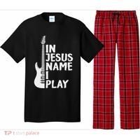 In Jesus Name I Play Guitar Christian Gift Guitar Lover Pajama Set thumb 0
