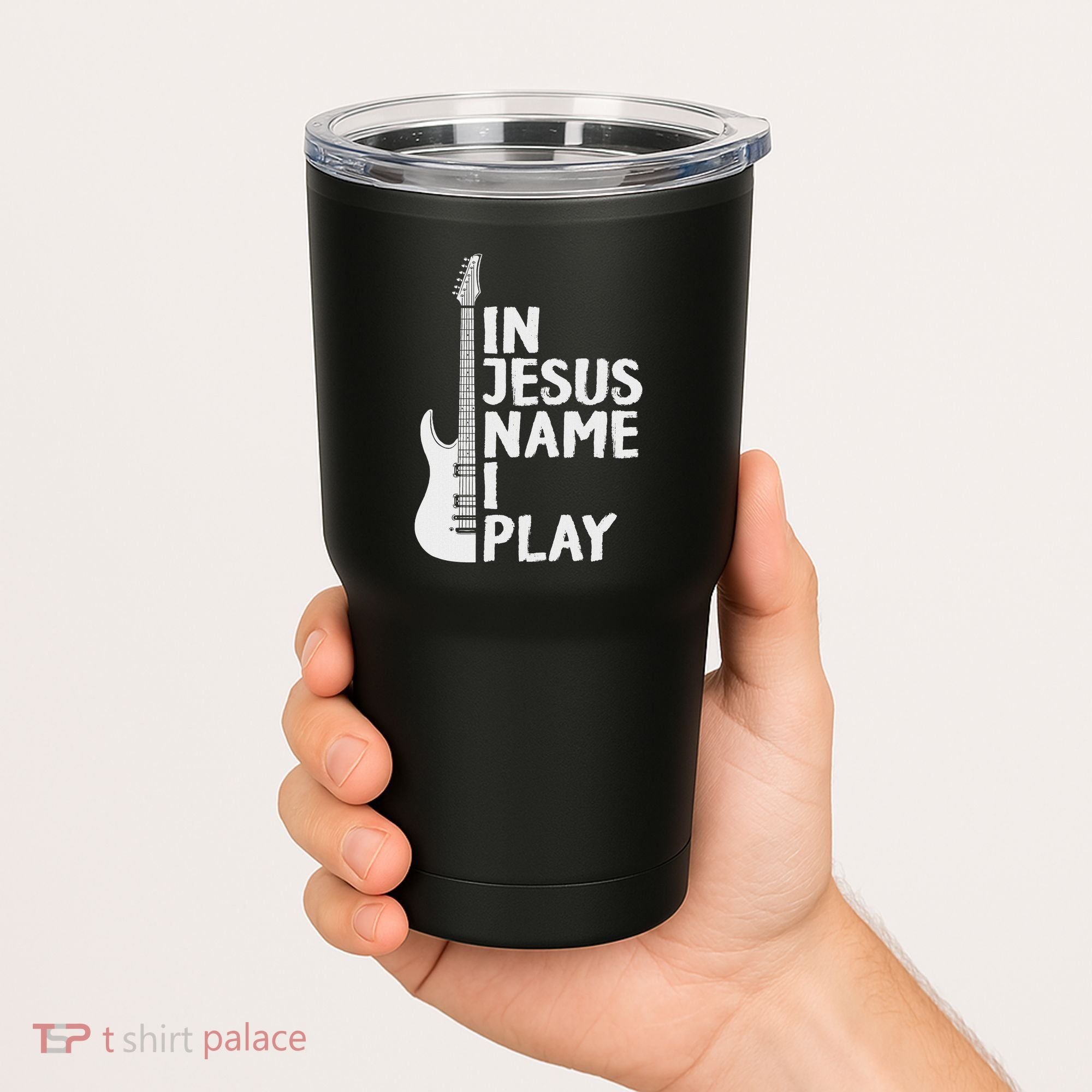 In Jesus Name I Play Guitar Christian Gift Guitar Lover Tumbler
