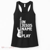 In Jesus Name I Play Guitar Christian Gift Guitar Lover Women's Tank Top thumb 0