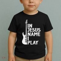 In Jesus Name I Play Guitar Christian Gift Guitar Lover Toddler T-Shirt thumb 2