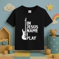 In Jesus Name I Play Guitar Christian Gift Guitar Lover Toddler T-Shirt thumb 3