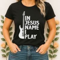 In Jesus Name I Play Guitar Christian Gift Guitar Lover Women's T-Shirt thumb 2