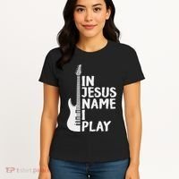 In Jesus Name I Play Guitar Christian Gift Guitar Lover Women's T-Shirt thumb 4