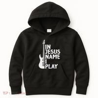 In Jesus Name I Play Guitar Christian Gift Guitar Lover Kids Hoodie thumb 0