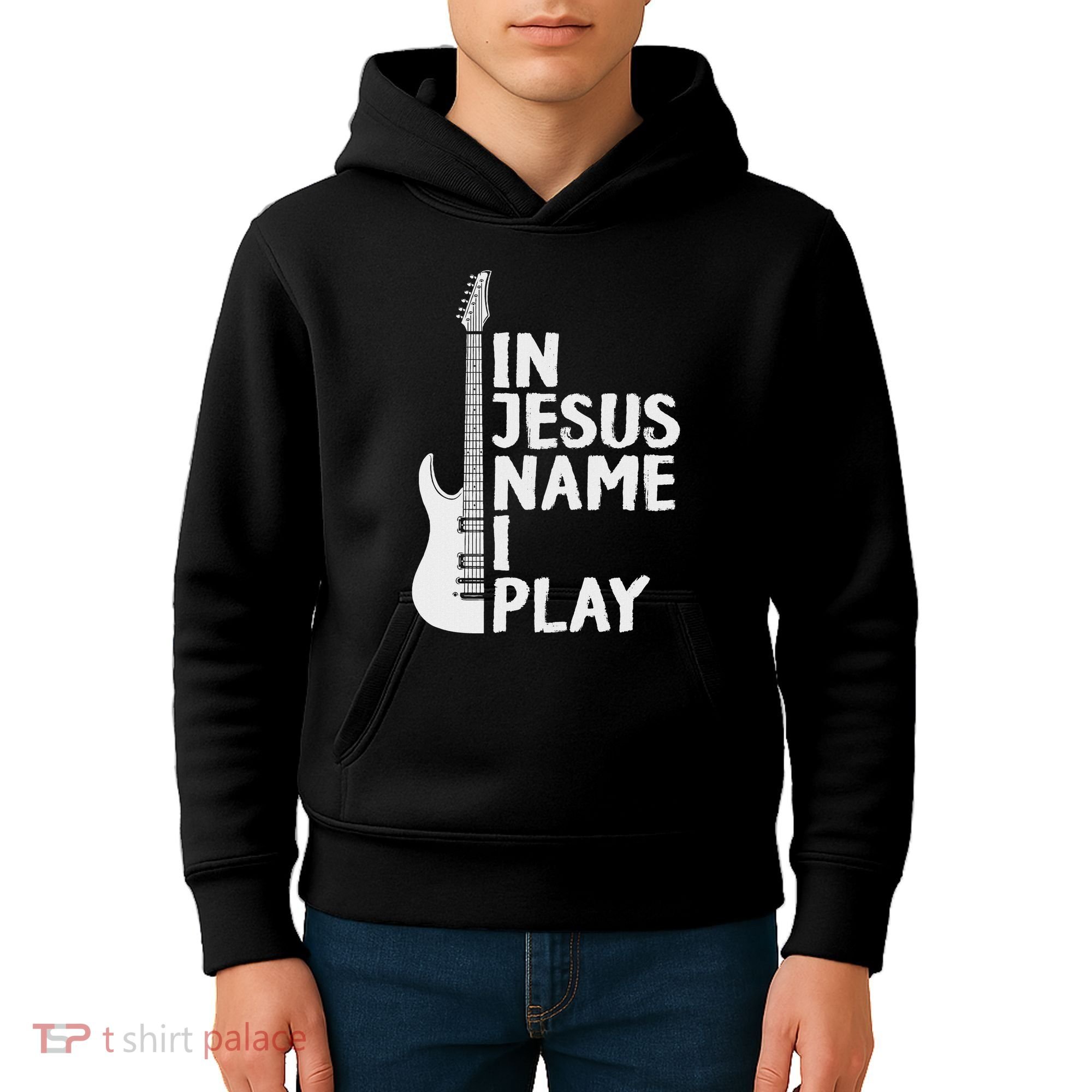 In Jesus Name I Play Guitar Christian Gift Guitar Lover Kids Hoodie
