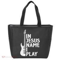 In Jesus Name I Play Guitar Christian Gift Guitar Lover Tote Bag thumb 0