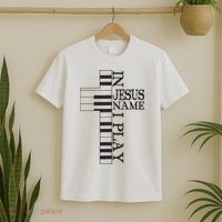 In Jesus Name I Play Christian Pianist Piano Lover T-Shirt thumb 2