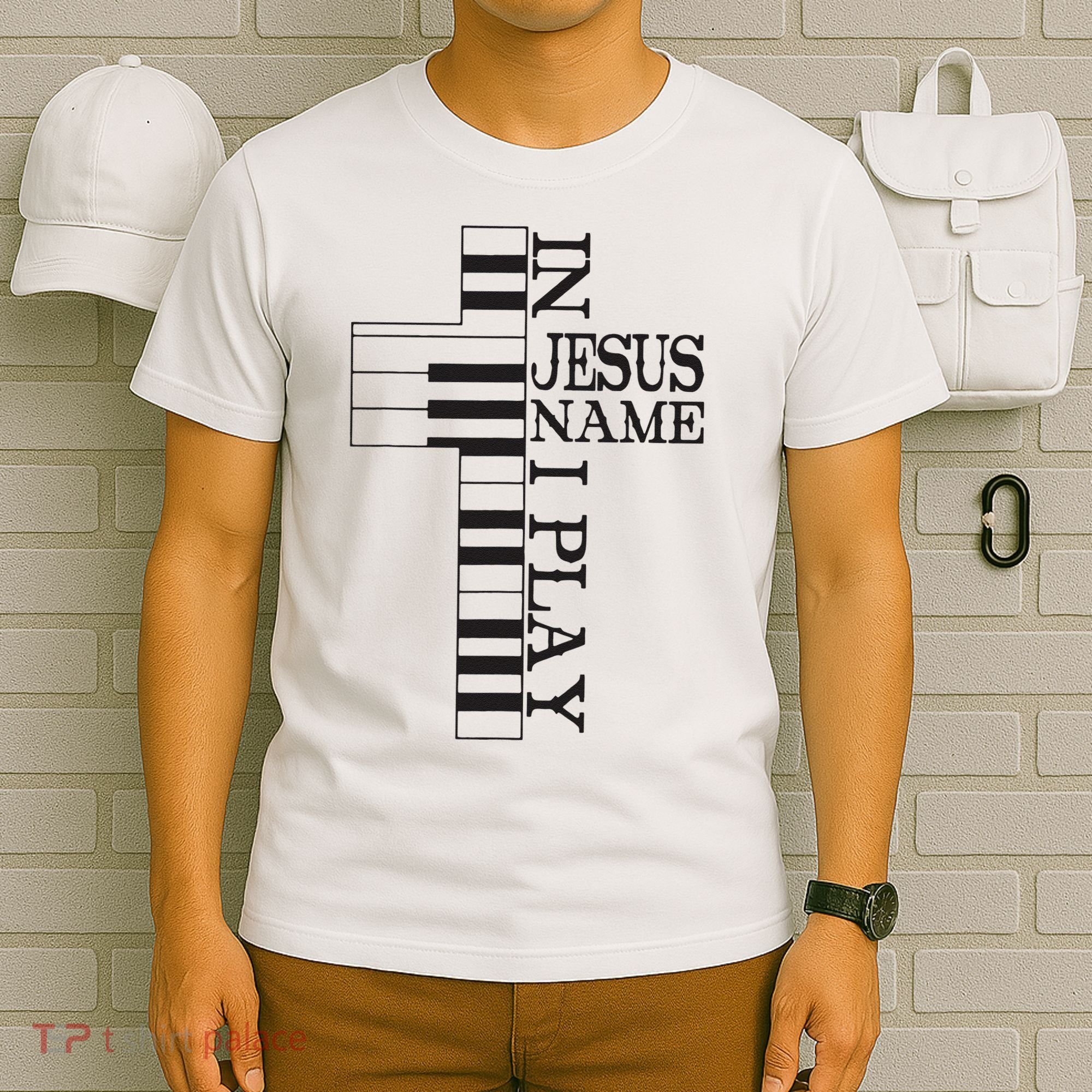 In Jesus Name I Play Christian Pianist Piano Lover T-Shirt