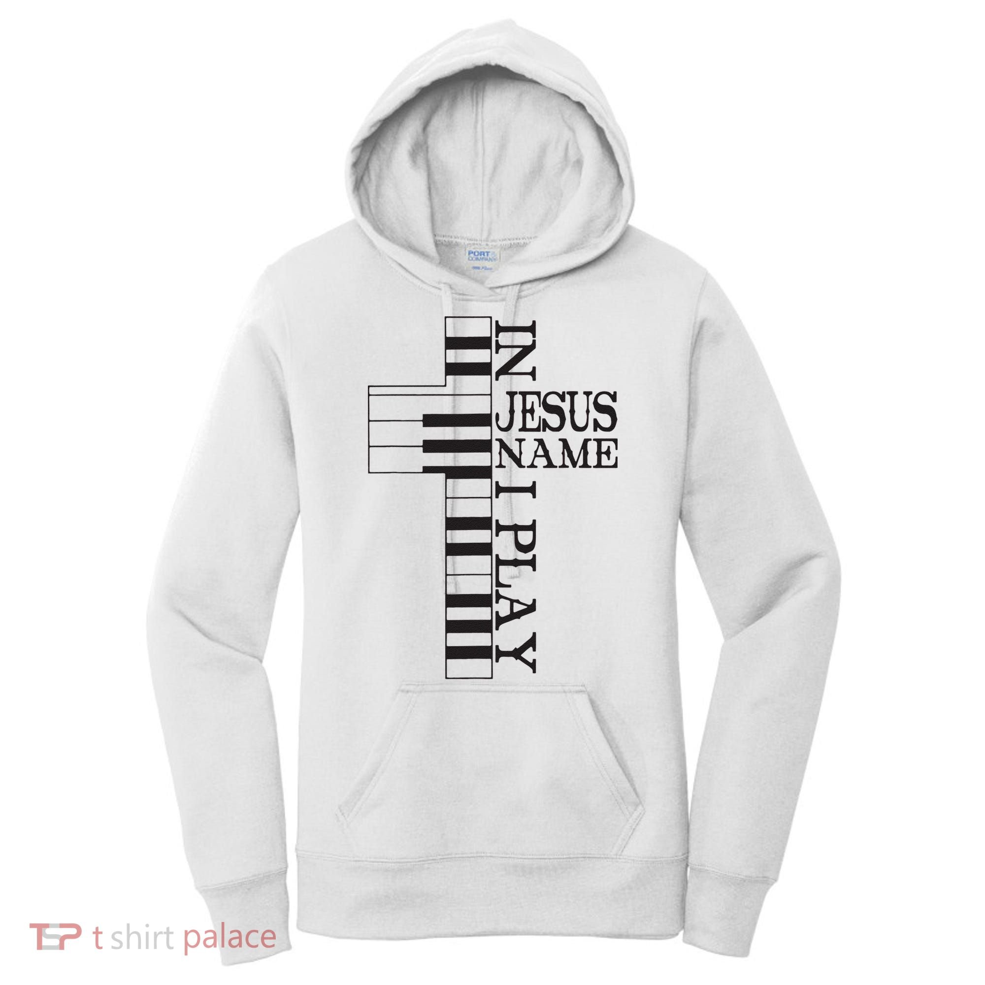 In Jesus Name I Play Christian Pianist Piano Lover Women's Hoodie