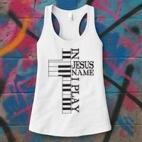 In Jesus Name I Play Christian Pianist Piano Lover Women's Tank Top thumb 3