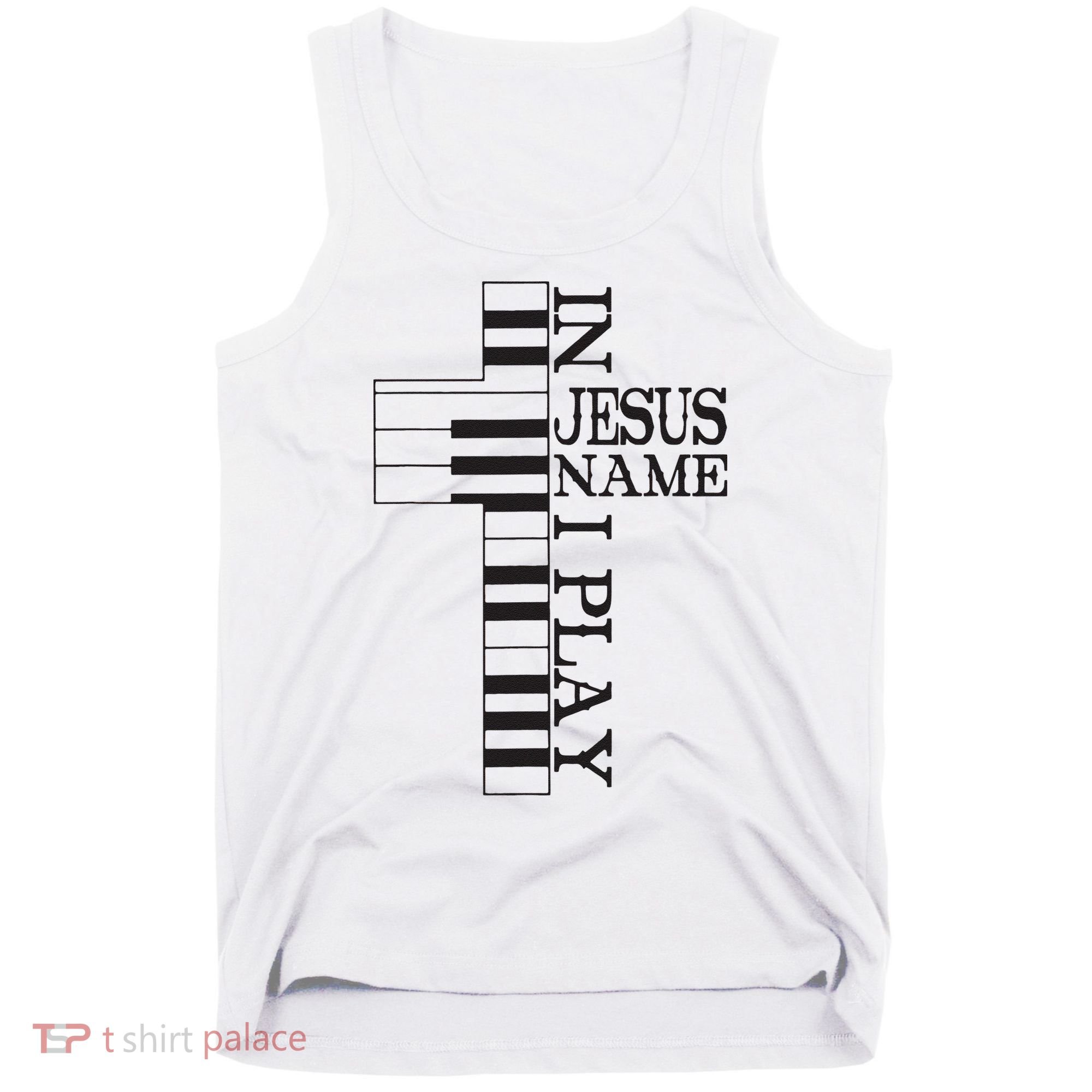 In Jesus Name I Play Christian Pianist Piano Lover Tank Top