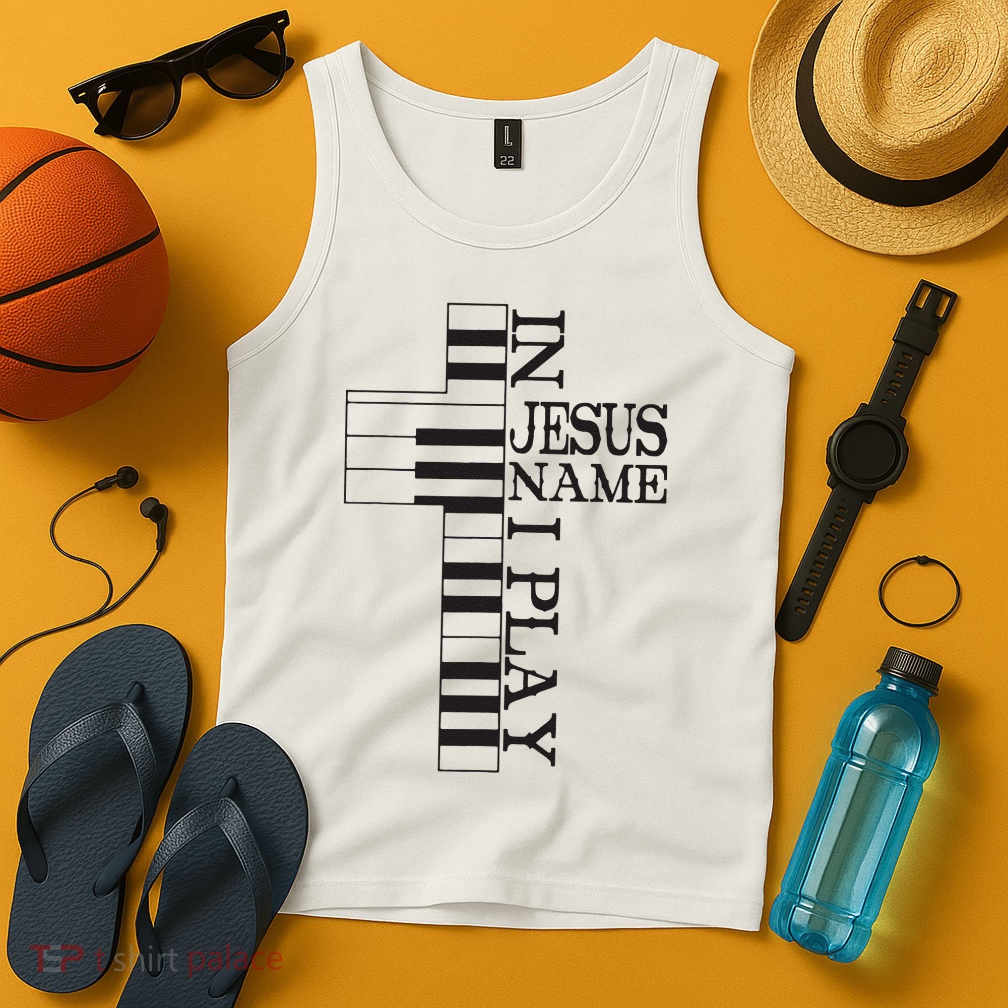 In Jesus Name I Play Christian Pianist Piano Lover Tank Top