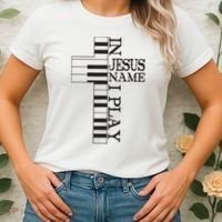 In Jesus Name I Play Christian Pianist Piano Lover Women's T-Shirt thumb 2
