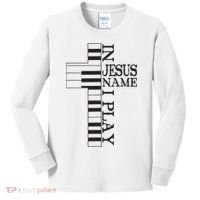 In Jesus Name I Play Christian Pianist Piano Lover Kids Long Sleeve Shirt thumb 0