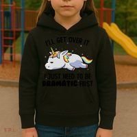I Just Need To Be Dramatic Lazy Unicorn Kids Hoodie thumb 3