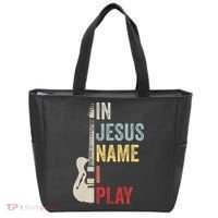 In Jesus Name I Play Guitar Christian Band Guitar Tote Bag thumb 0