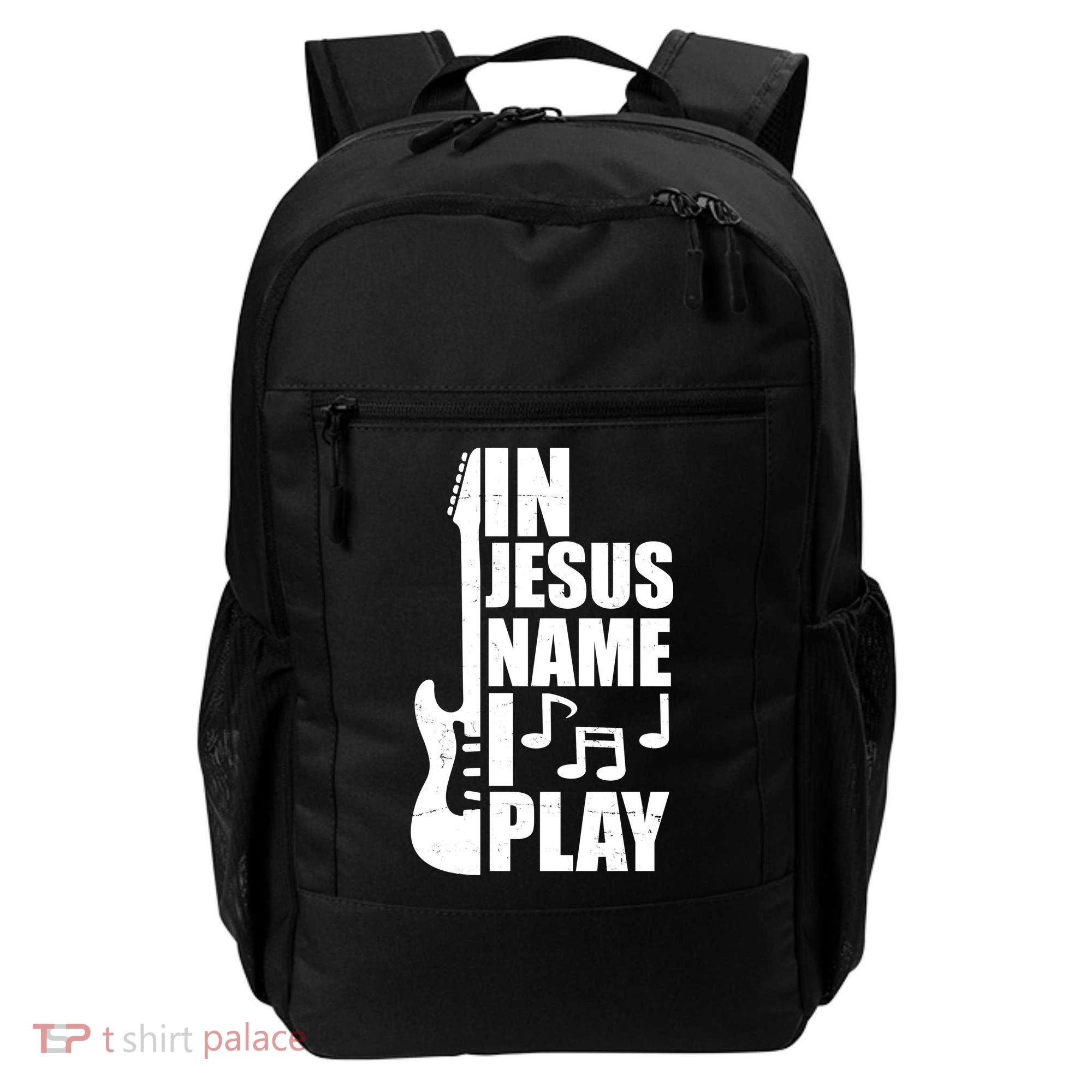 In Jesus Name I Play Guitar Backpack