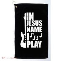 In Jesus Name I Play Guitar Golf Towel thumb 0