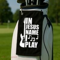 In Jesus Name I Play Guitar Golf Towel thumb 2