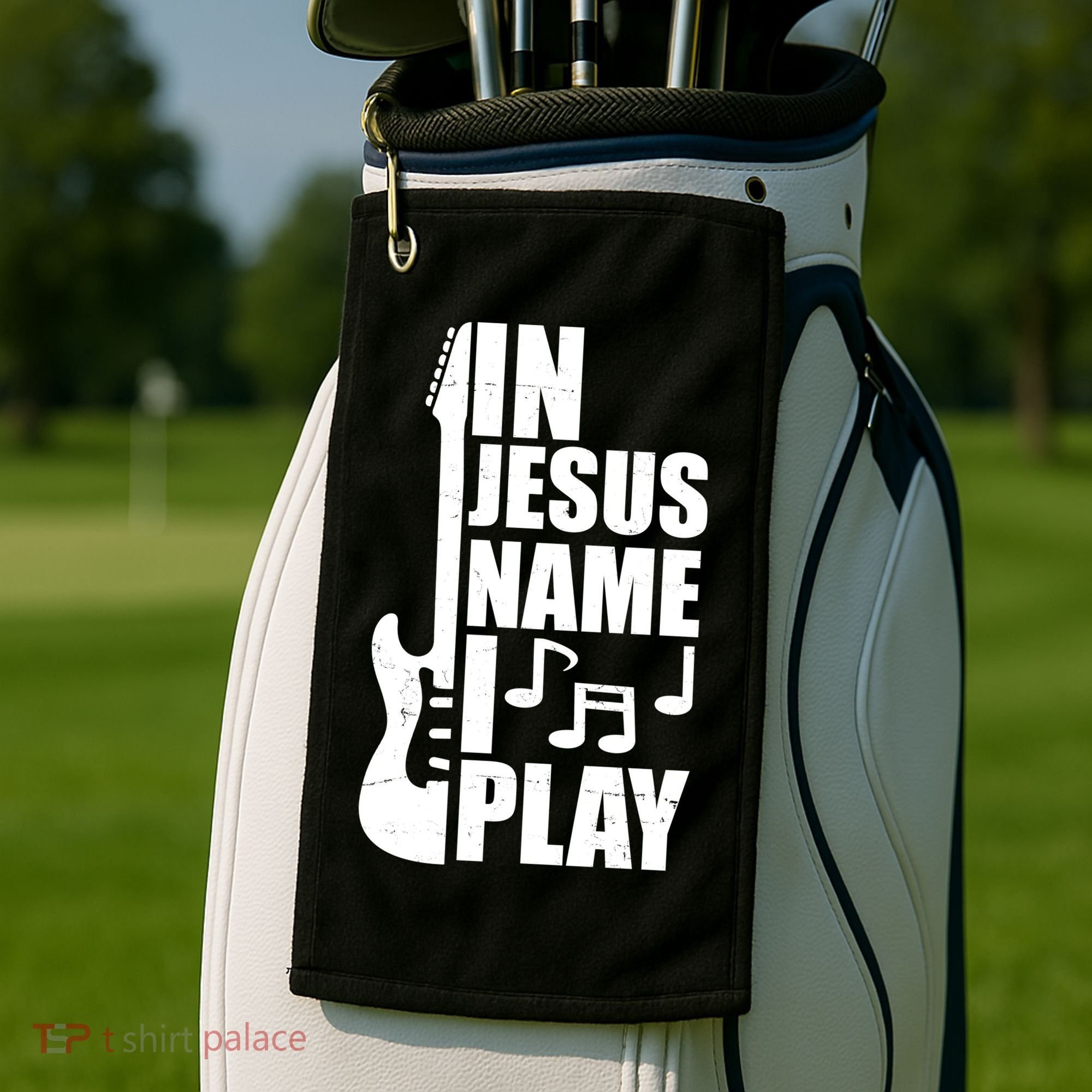In Jesus Name I Play Guitar Golf Towel