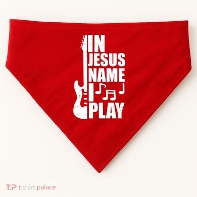 In Jesus Name I Play Guitar USA-Made Doggie Bandana