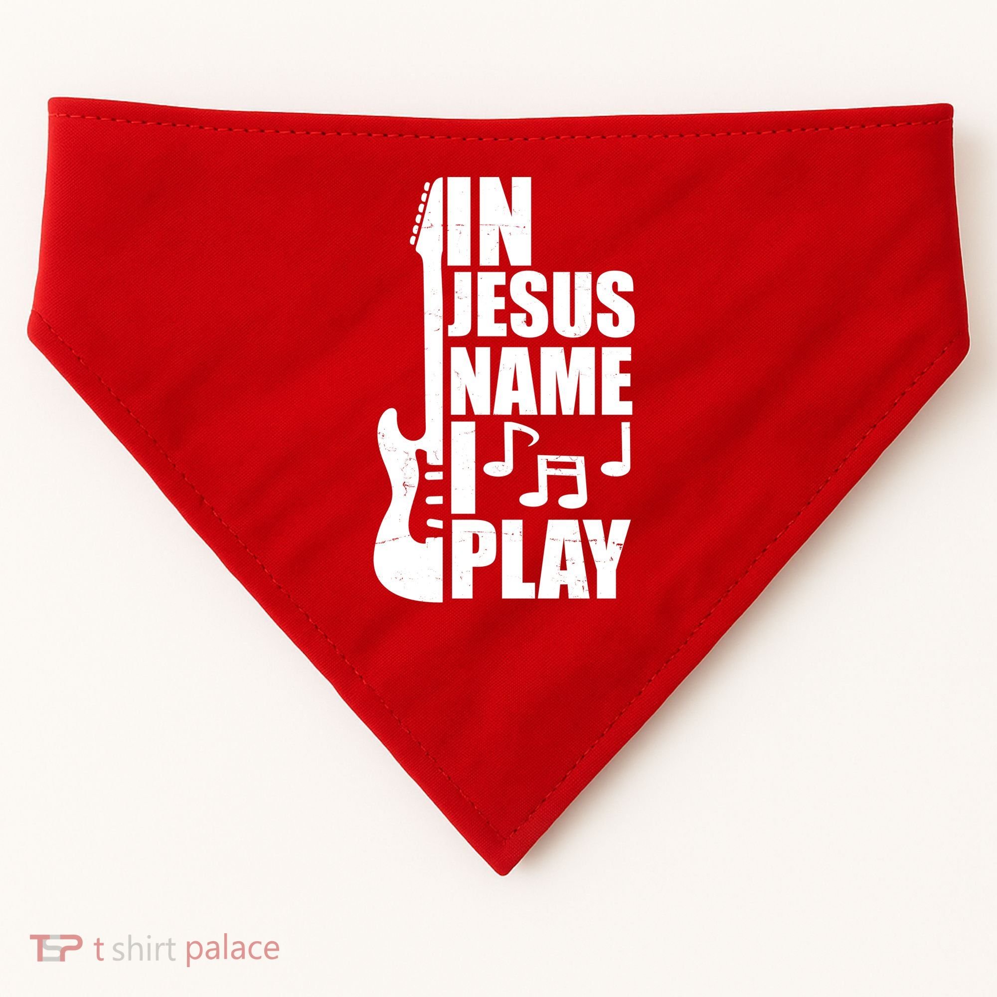 In Jesus Name I Play Guitar USA-Made Doggie Bandana
