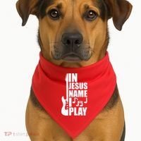In Jesus Name I Play Guitar USA-Made Doggie Bandana thumb 1