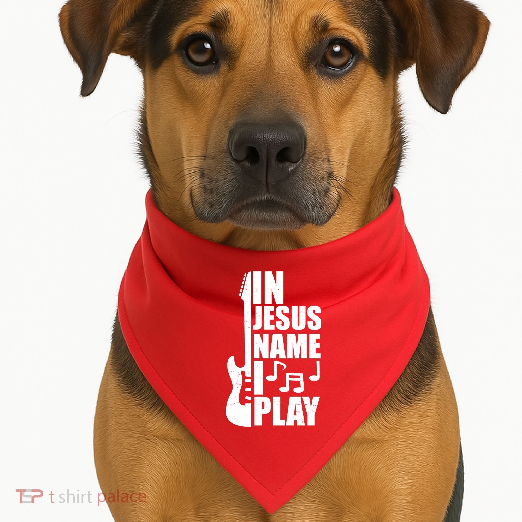 In Jesus Name I Play Guitar USA-Made Doggie Bandana