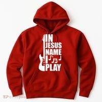 In Jesus Name I Play Guitar Hoodie thumb 0