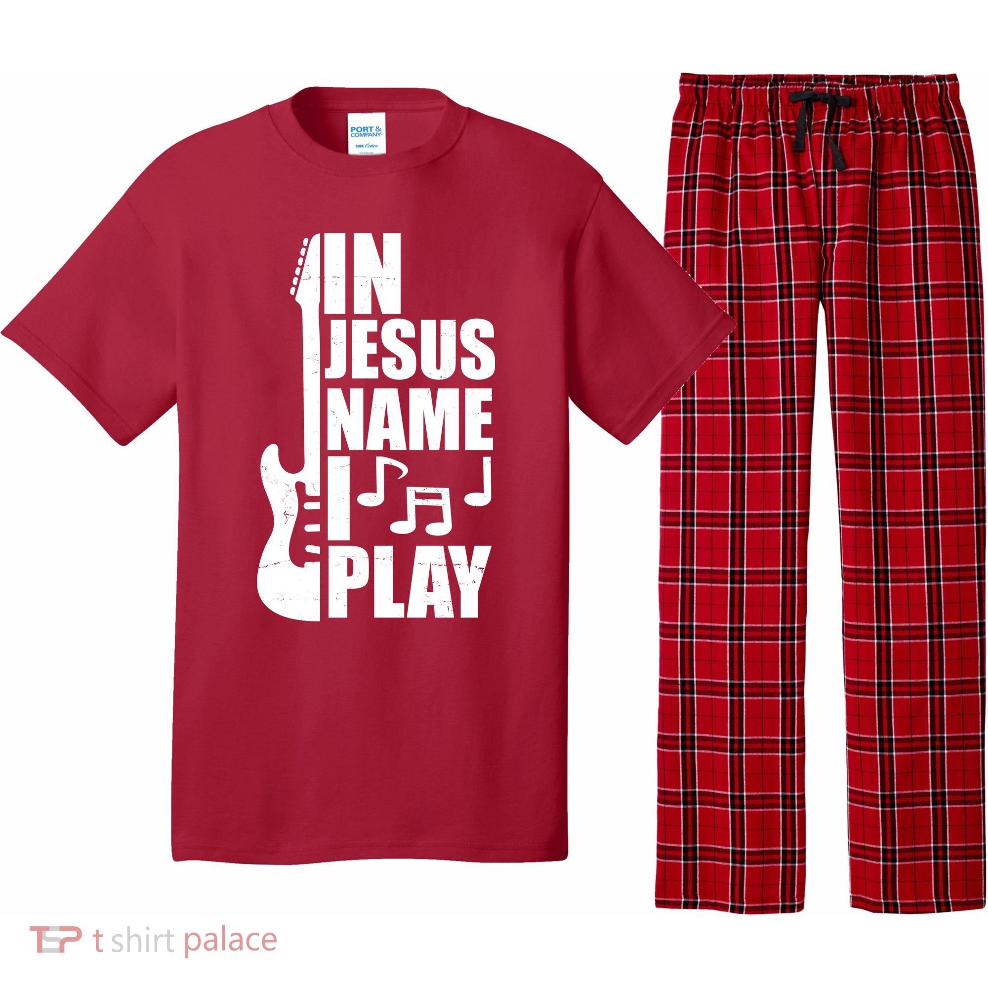 In Jesus Name I Play Guitar Pajama Set