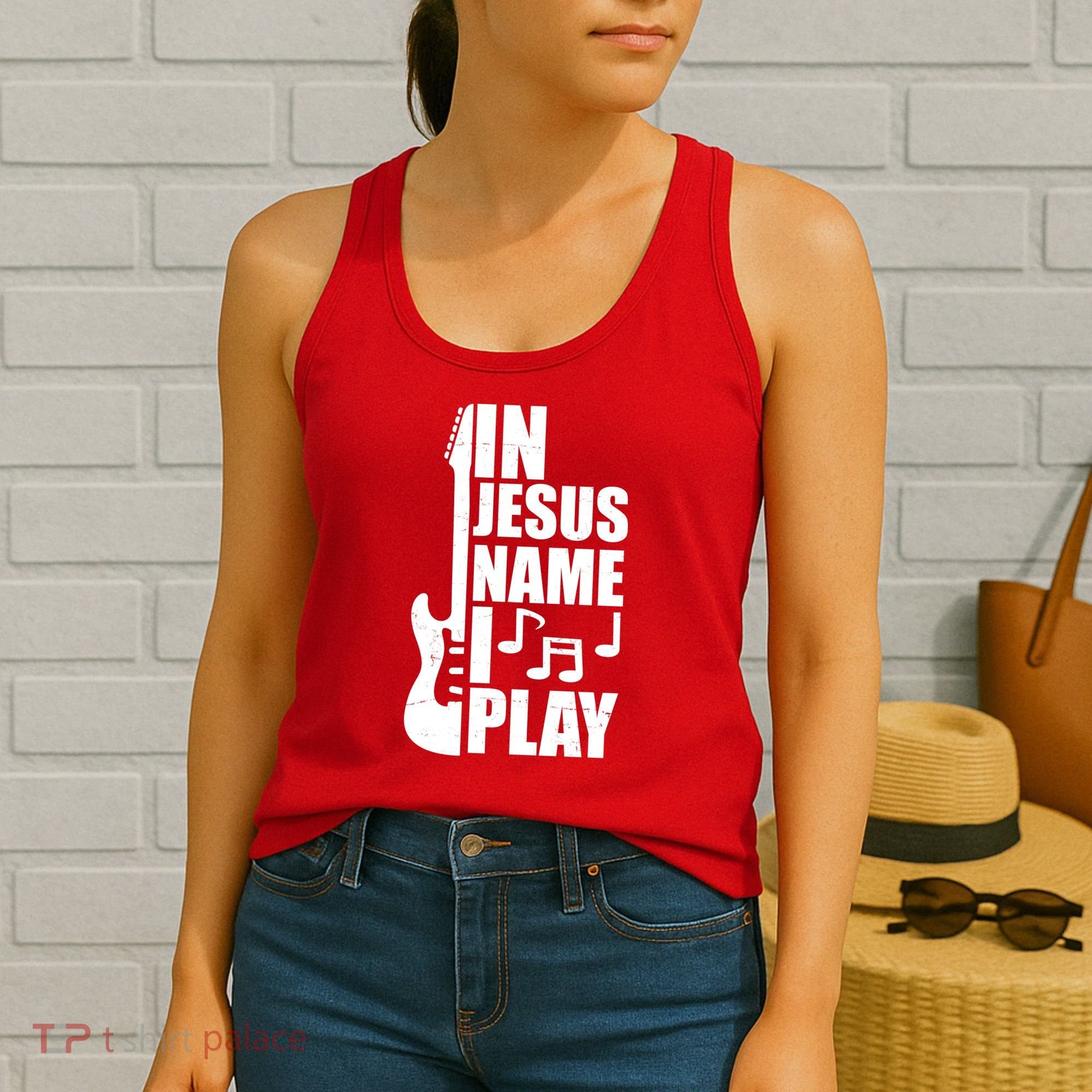 In Jesus Name I Play Guitar Women's Tank Top