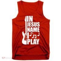 In Jesus Name I Play Guitar Tank Top thumb 0