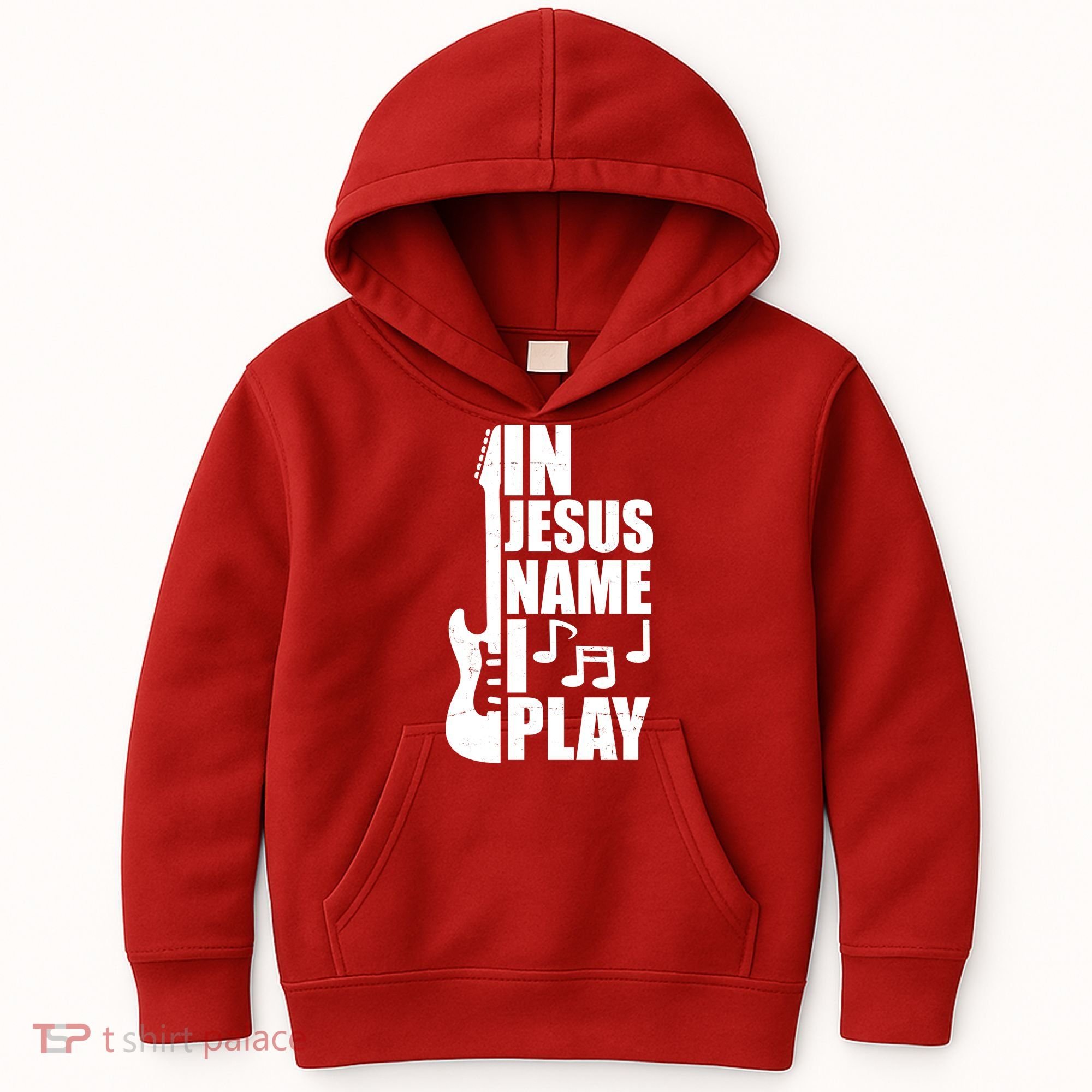 In Jesus Name I Play Guitar Kids Hoodie