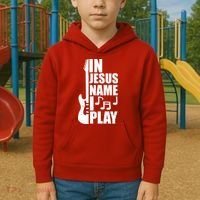 In Jesus Name I Play Guitar Kids Hoodie thumb 2