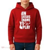 In Jesus Name I Play Guitar Kids Hoodie thumb 4