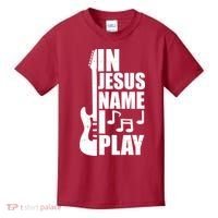 In Jesus Name I Play Guitar Kids T-Shirt thumb 0