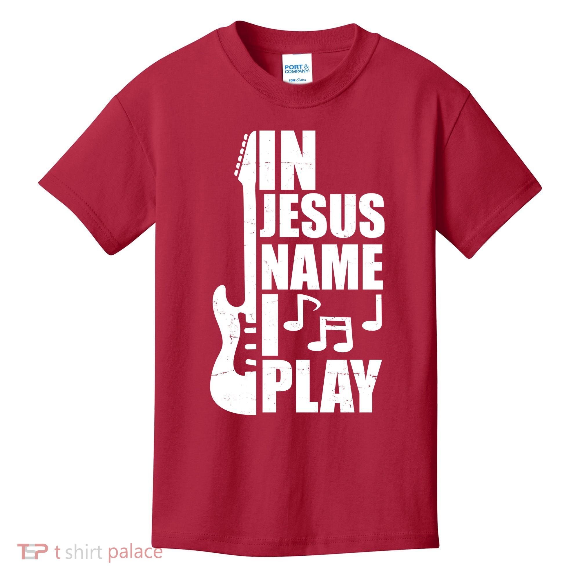 In Jesus Name I Play Guitar Kids T-Shirt