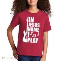 In Jesus Name I Play Guitar Kids T-Shirt thumb 2