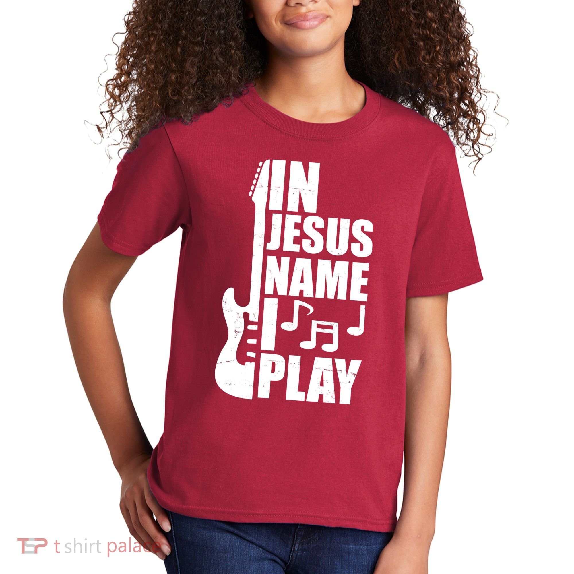 In Jesus Name I Play Guitar Kids T-Shirt