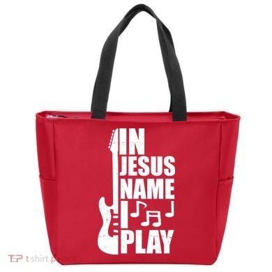In Jesus Name I Play Guitar Tote Bag