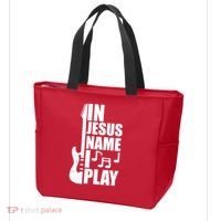 In Jesus Name I Play Guitar Tote Bag thumb 3