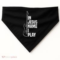 In Jesus Name I Play Guitar Christian Guitar Player USA-Made Doggie Bandana thumb 0